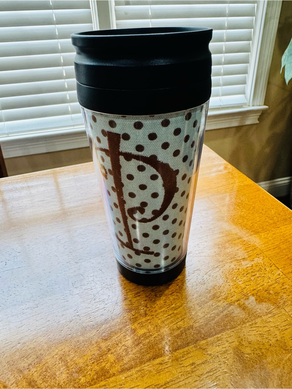 Monogrammed Letter “P” Turquoise and Brown Polka Dot Coffee Acrylic Tumbler